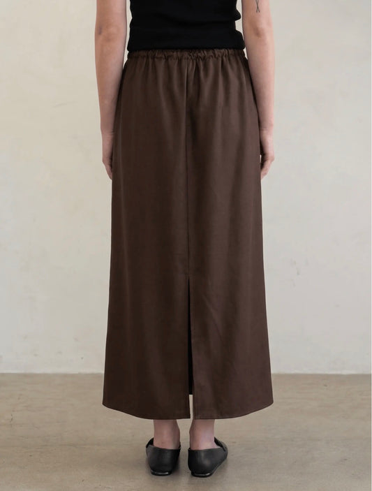 Satin Drawstring Midi Skirt