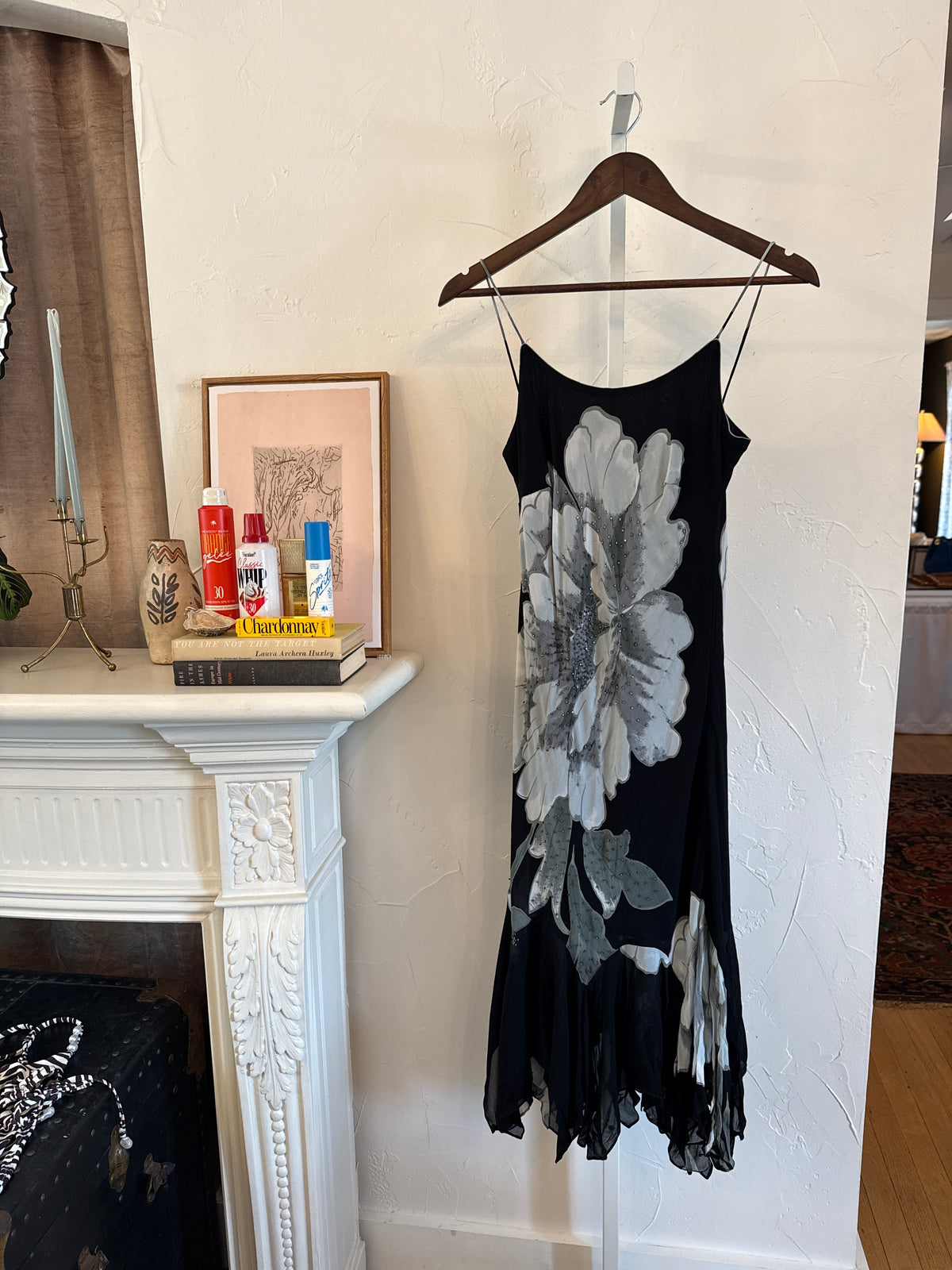 Eva Blue Beaded Floral Dress