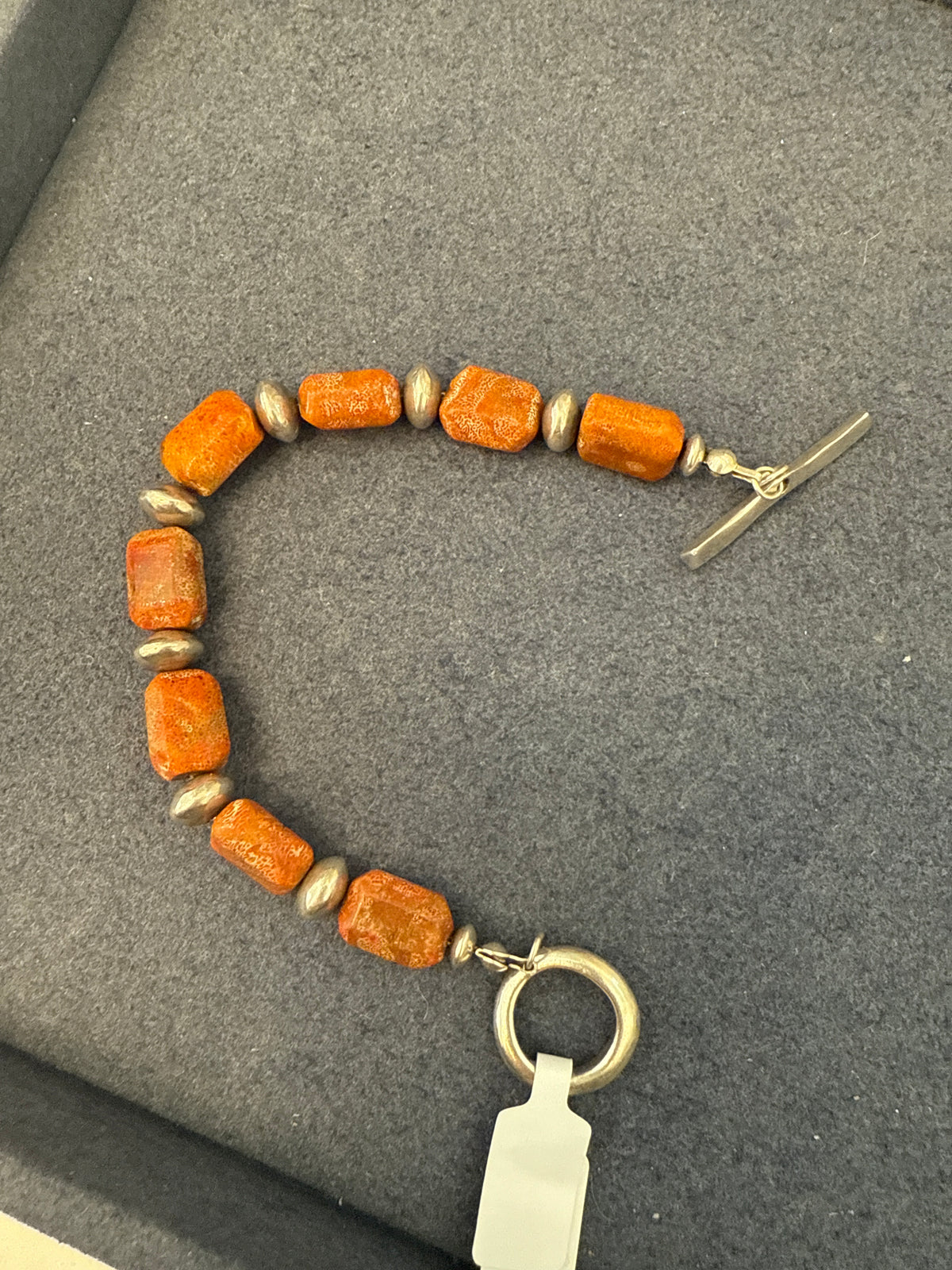 Wooden Bracelet with Silver Hardware