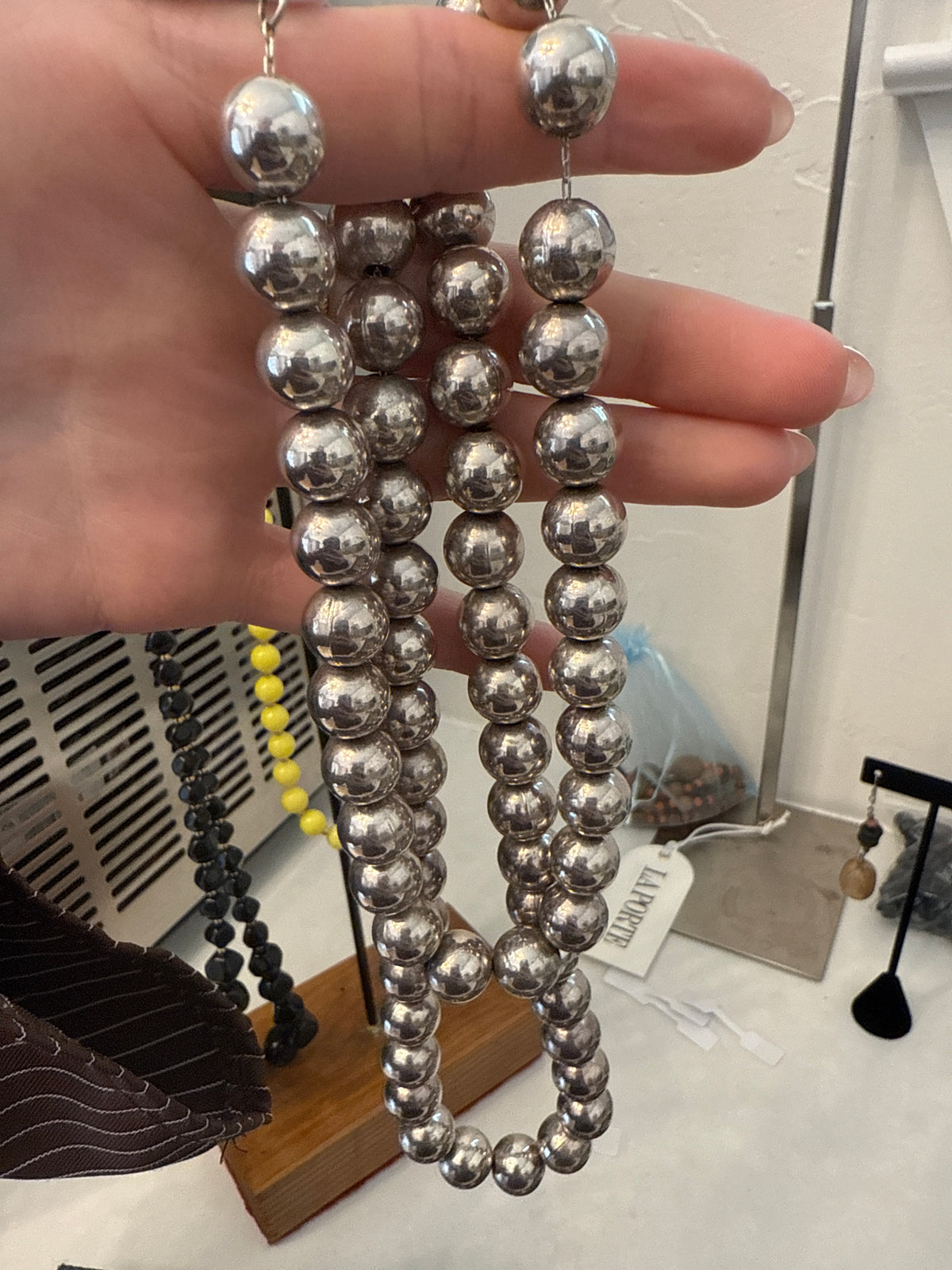 Chunky Sterling Beaded Necklace