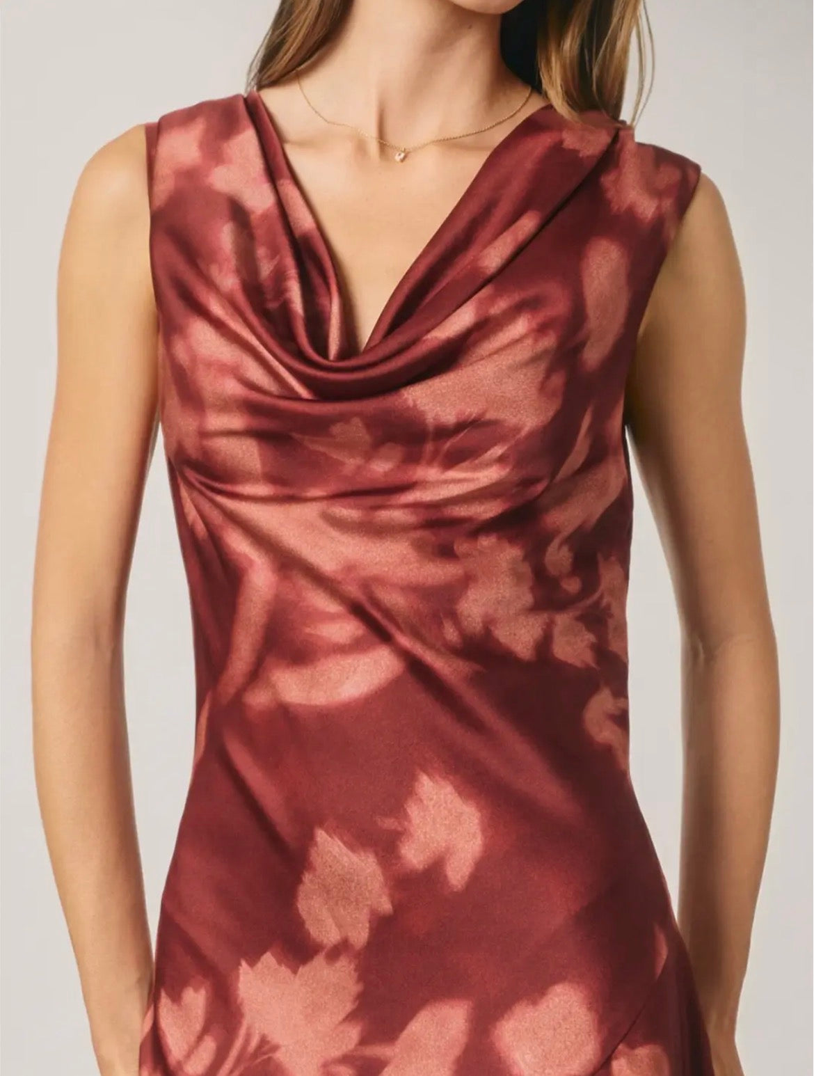 Kaia Abstract Cowl Neck Maxi Dress
