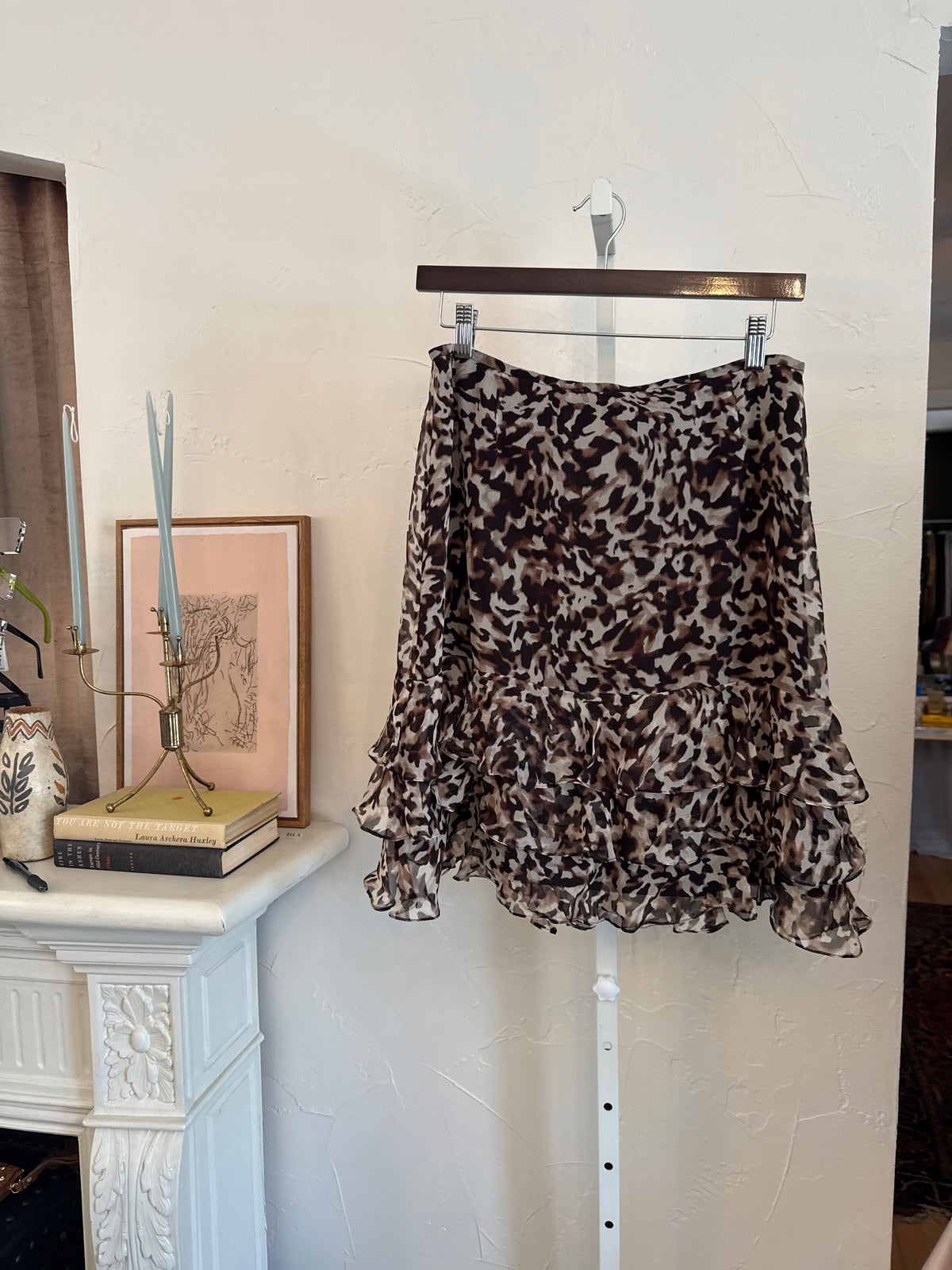 1084 Silk Abstract Print Skirt