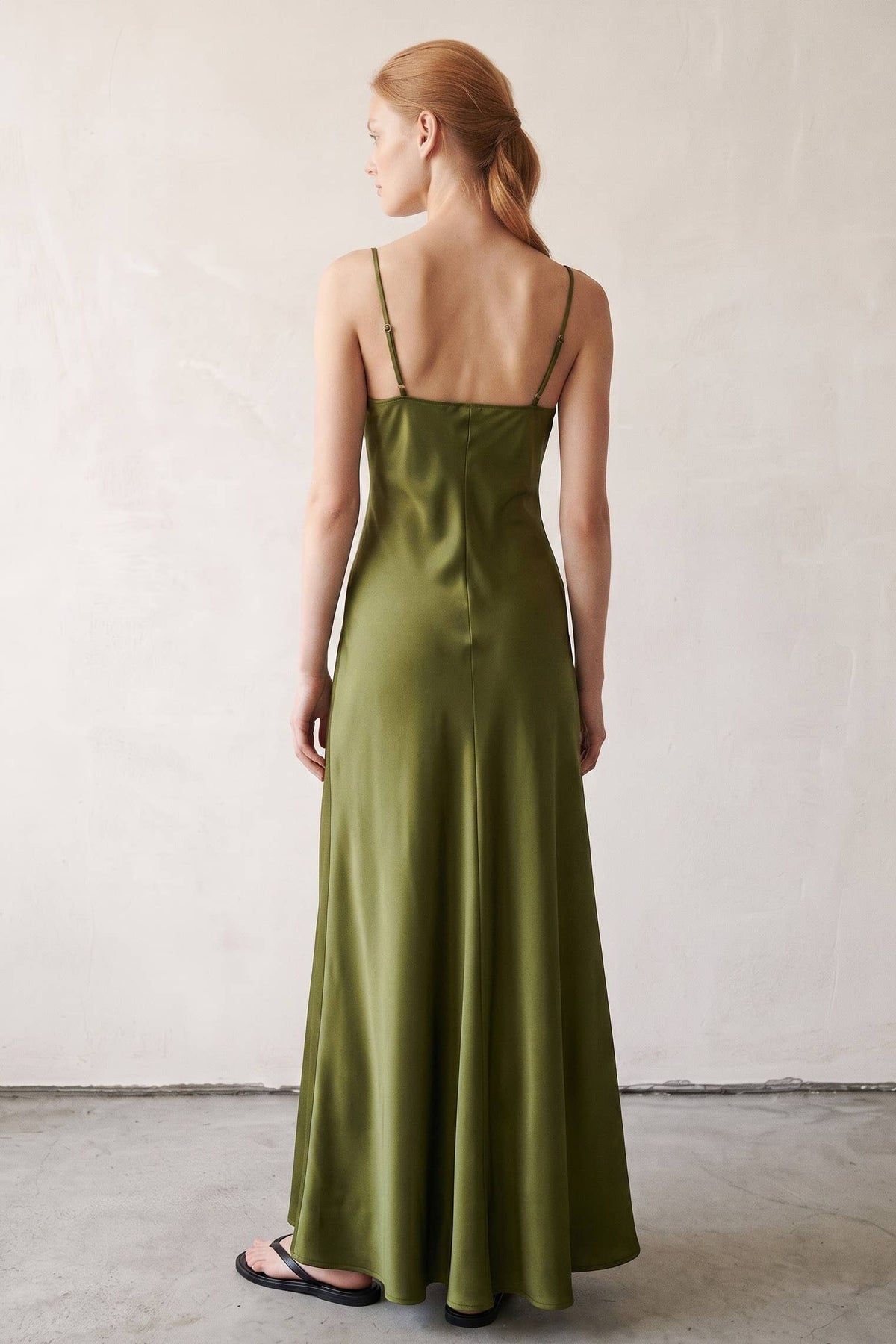 Maison Satin A-Line Maxi Dress