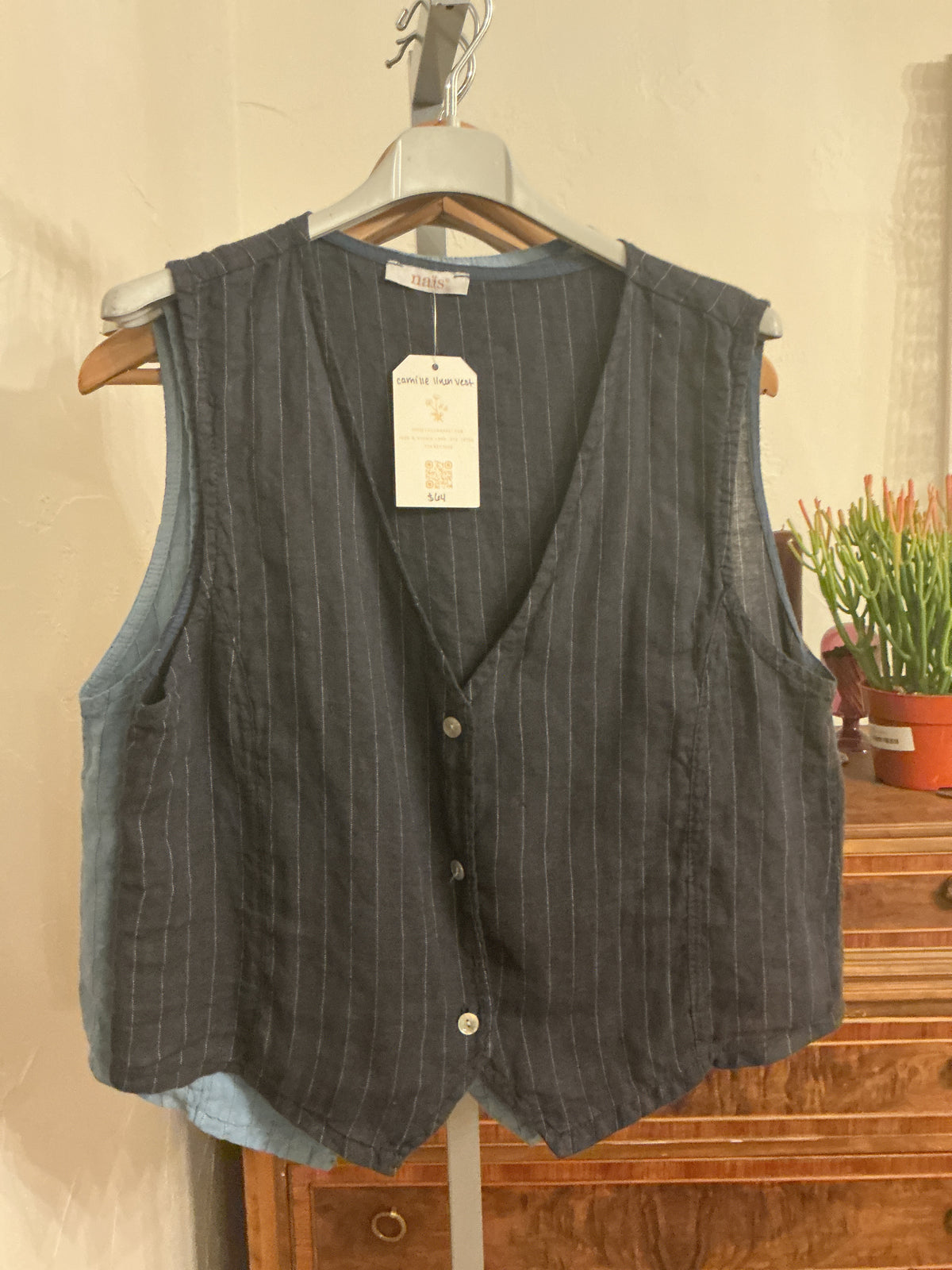 Camille striped linen vest