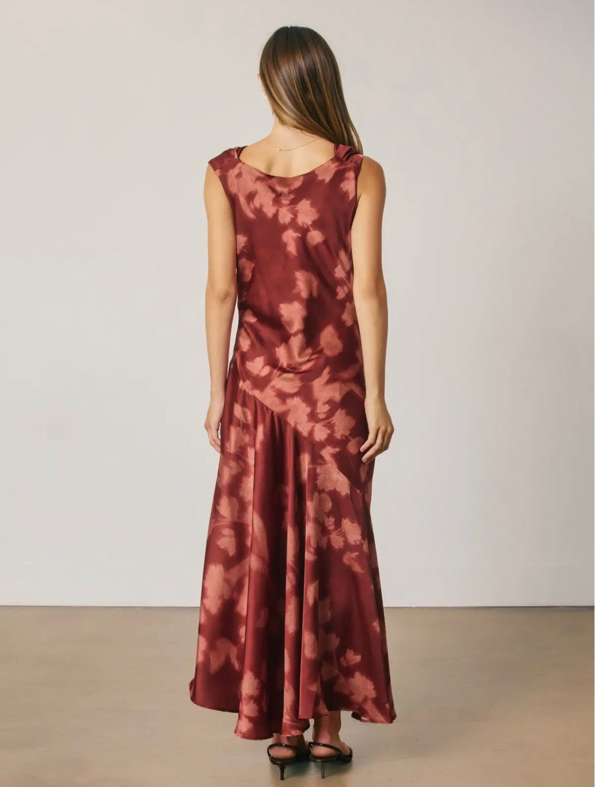 Kaia Abstract Cowl Neck Maxi Dress