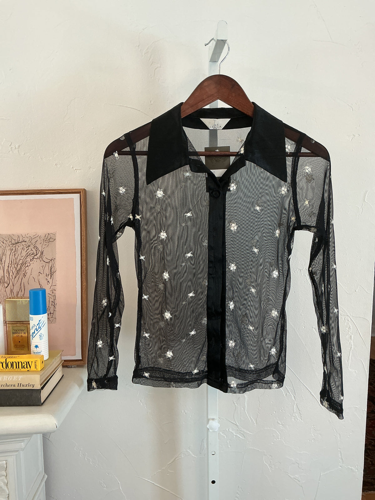 Luca sheer black floral top