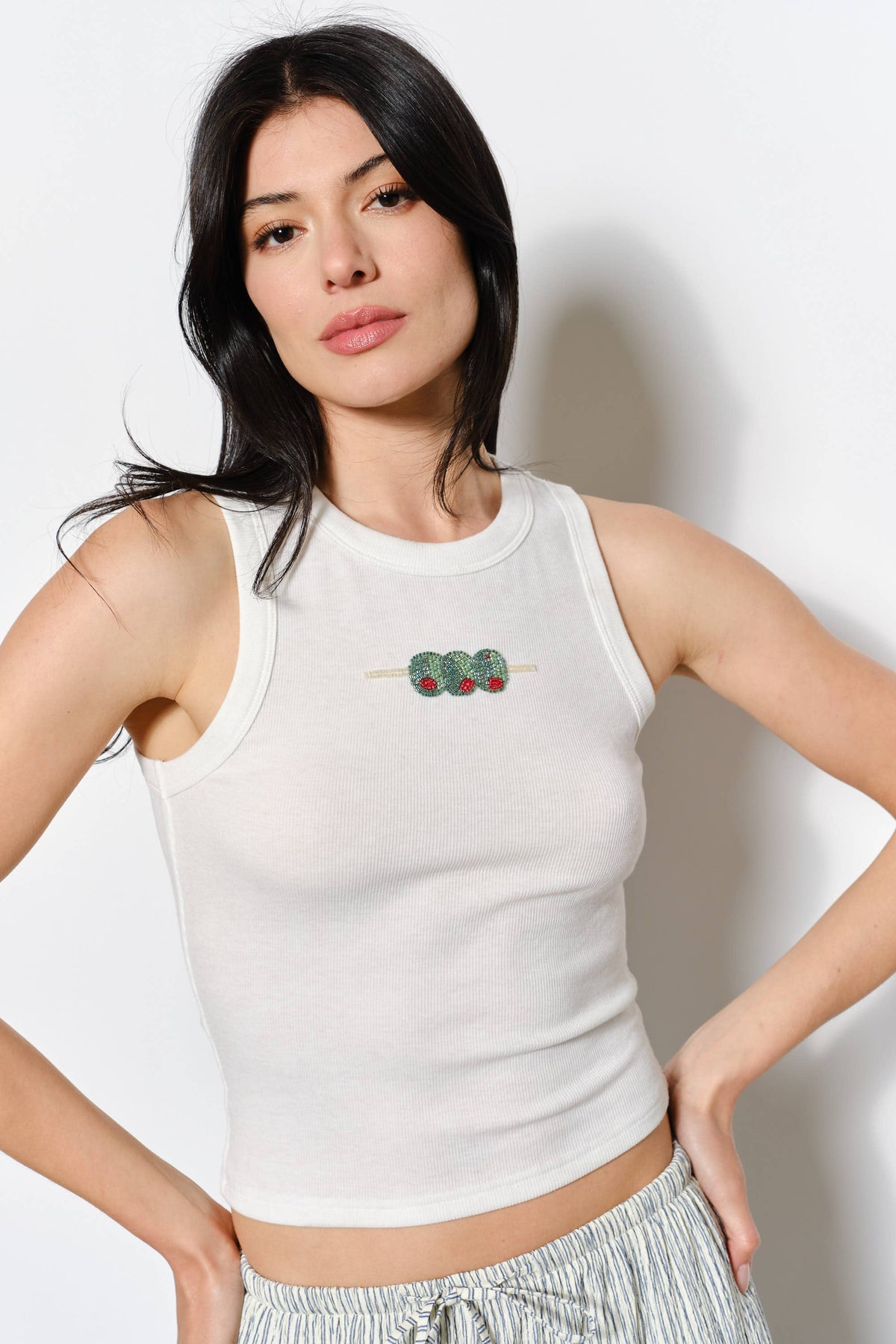 Olive Beaded Tank