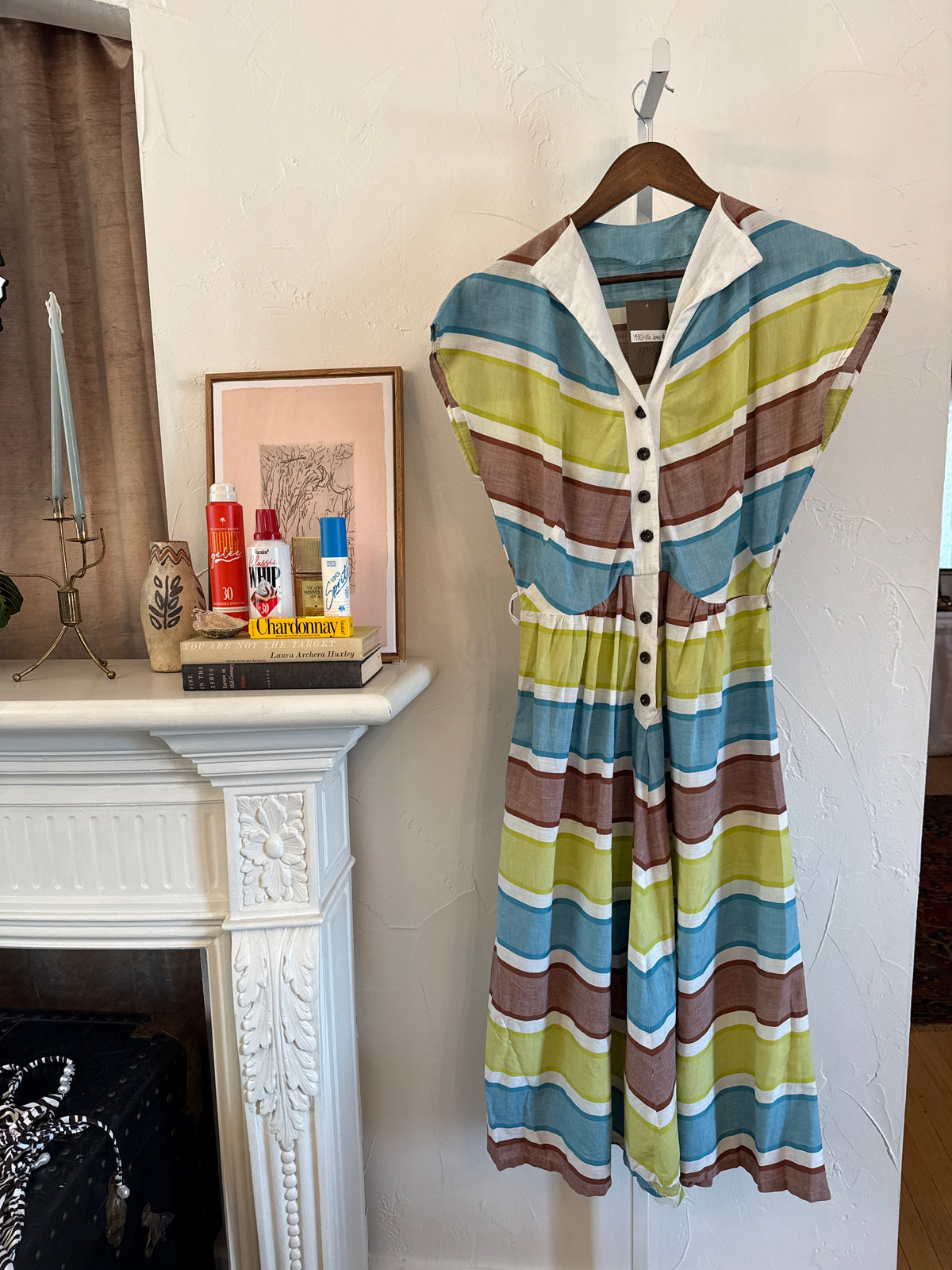 1930s/1940s Striped Vintage Maxi Dress