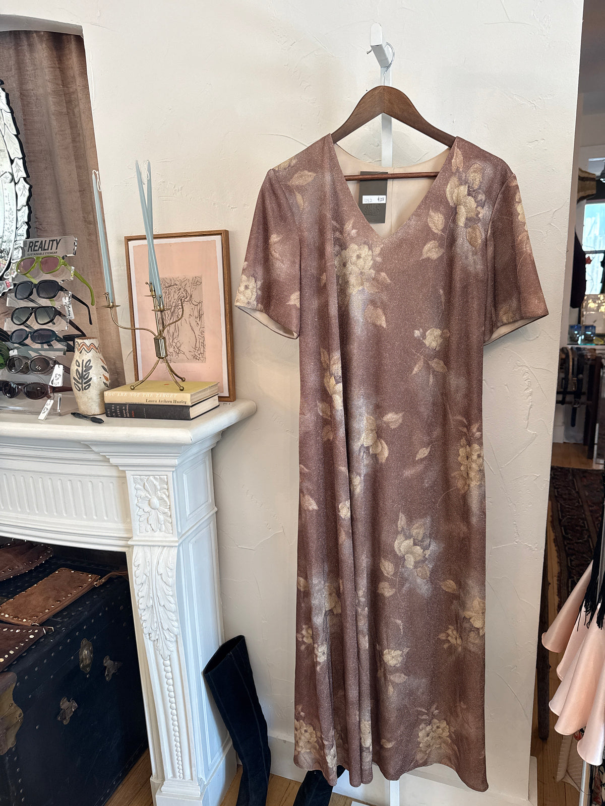 1082 Gold Floral Maxi Dress
