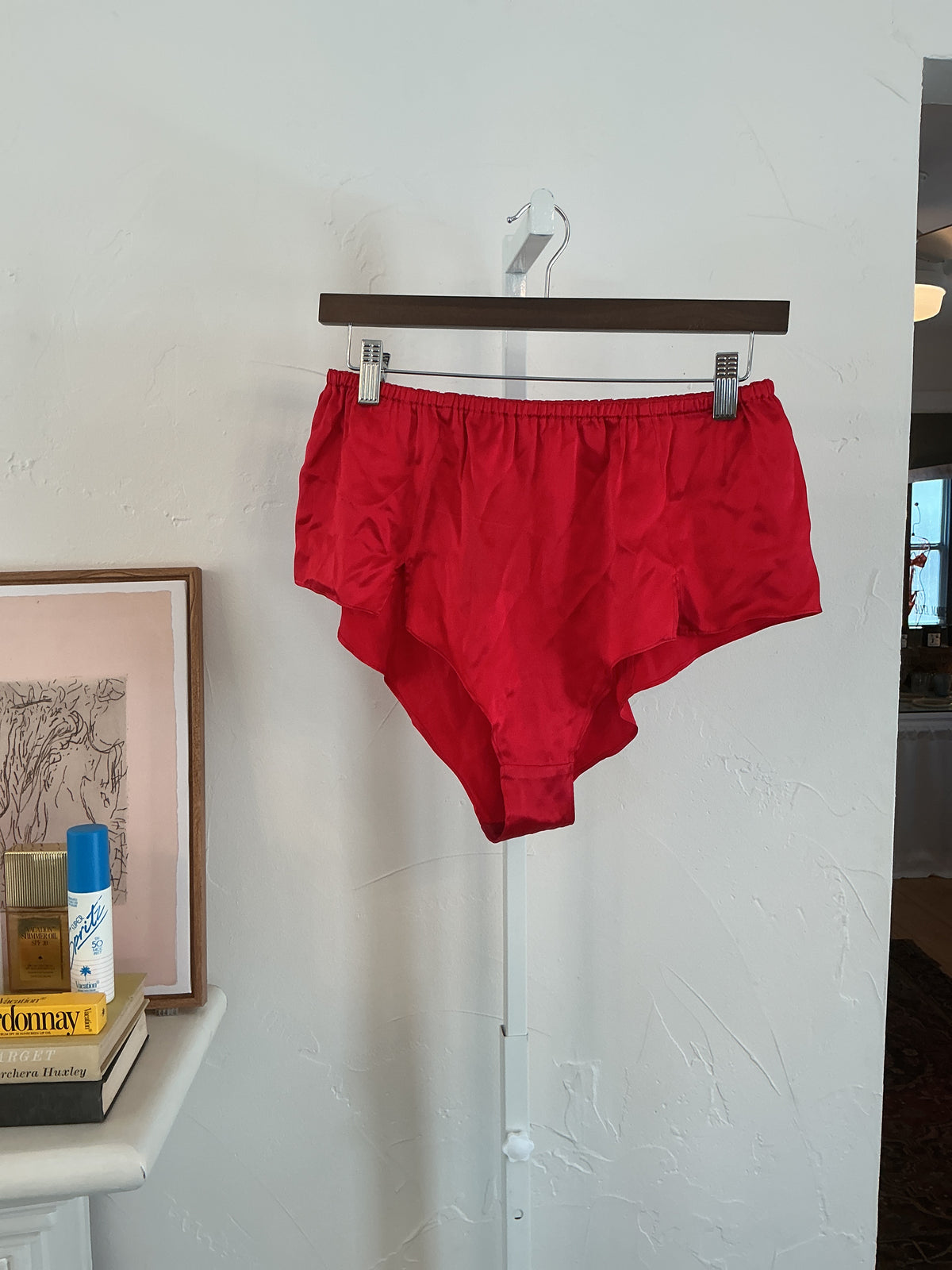 Red silk bloomers