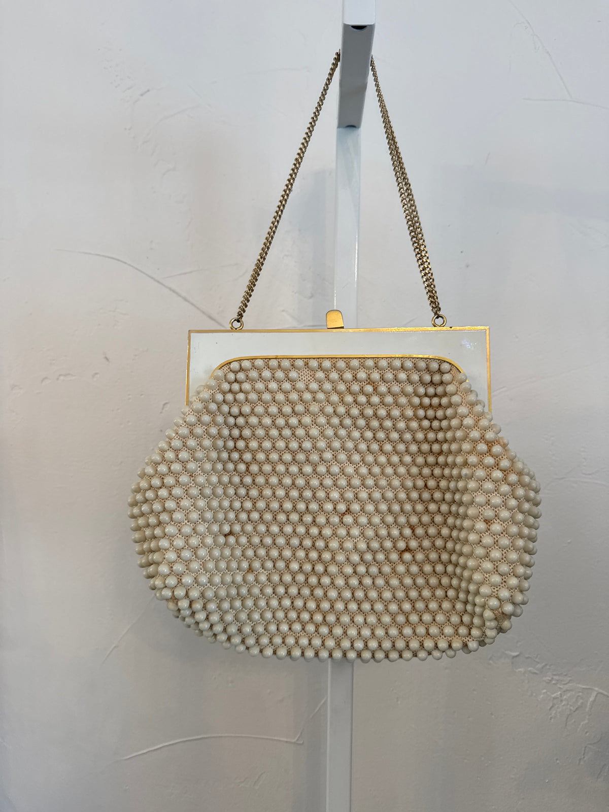 Vintage Cream Beaded Bag