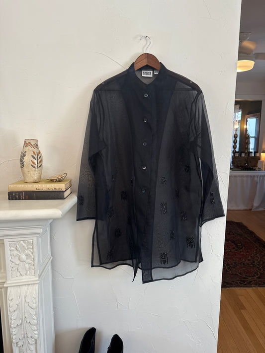 1023 Chicos Silk Sheer Cardigan