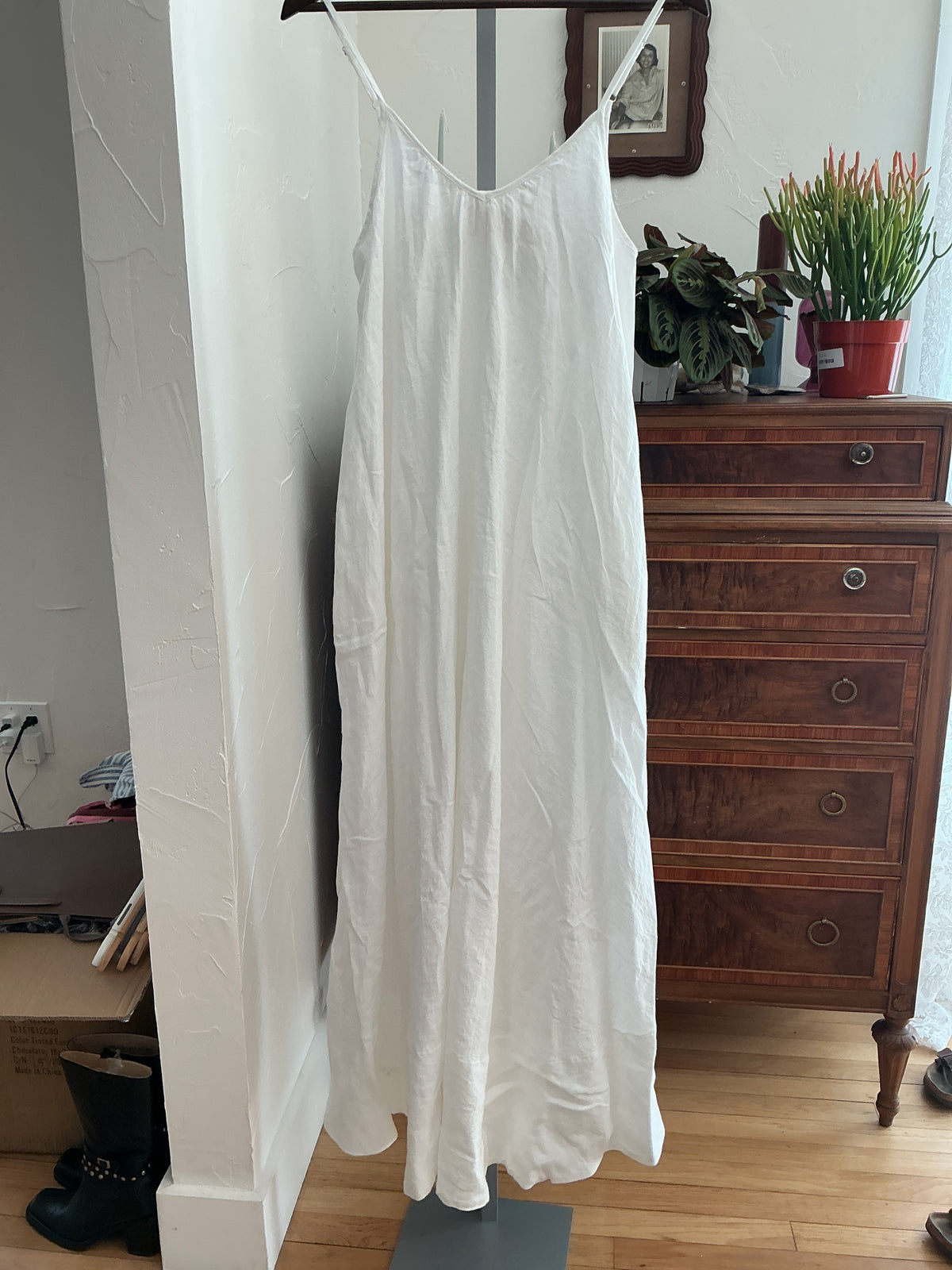 A Ren Lanae off-white linen maxi dress