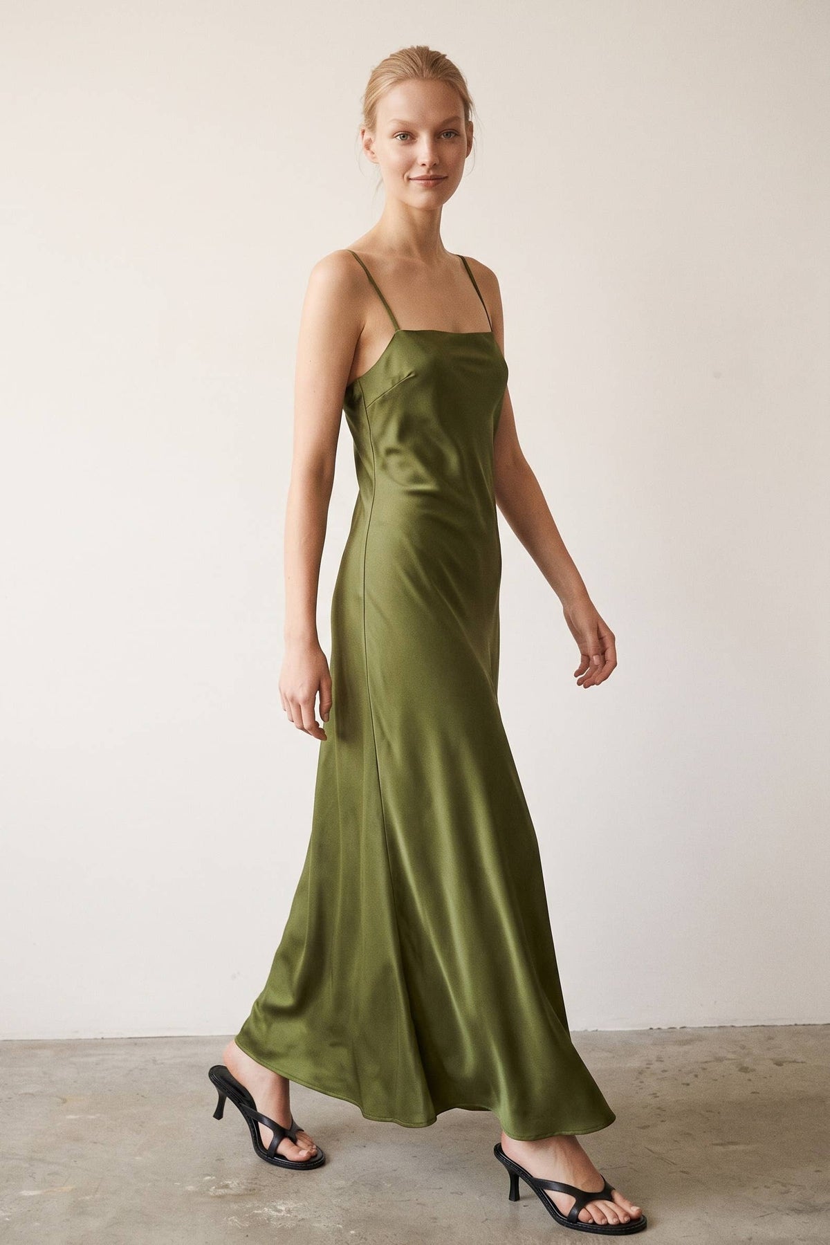 Maison Satin A-Line Maxi Dress