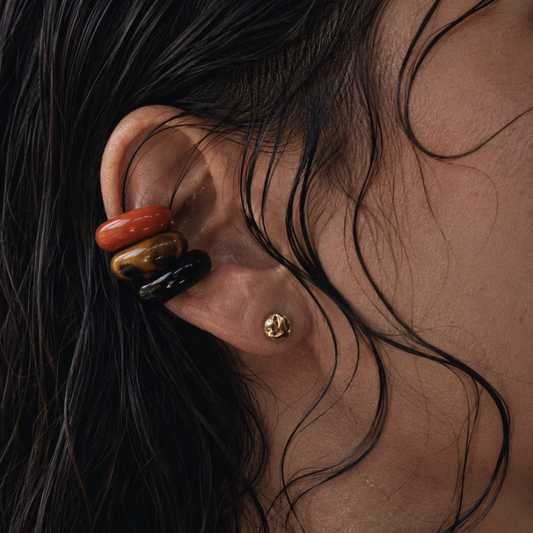 Crescent Moon Ear Cuff - Black Onyx