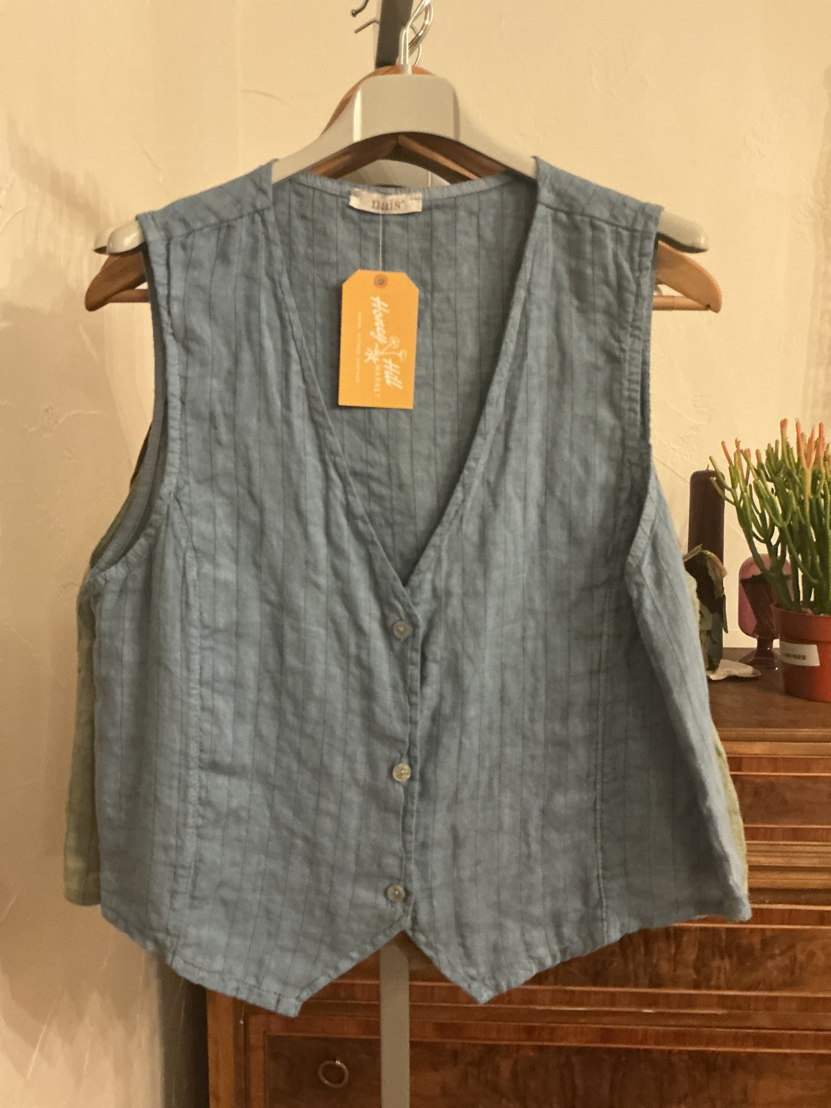 Camille striped linen vest
