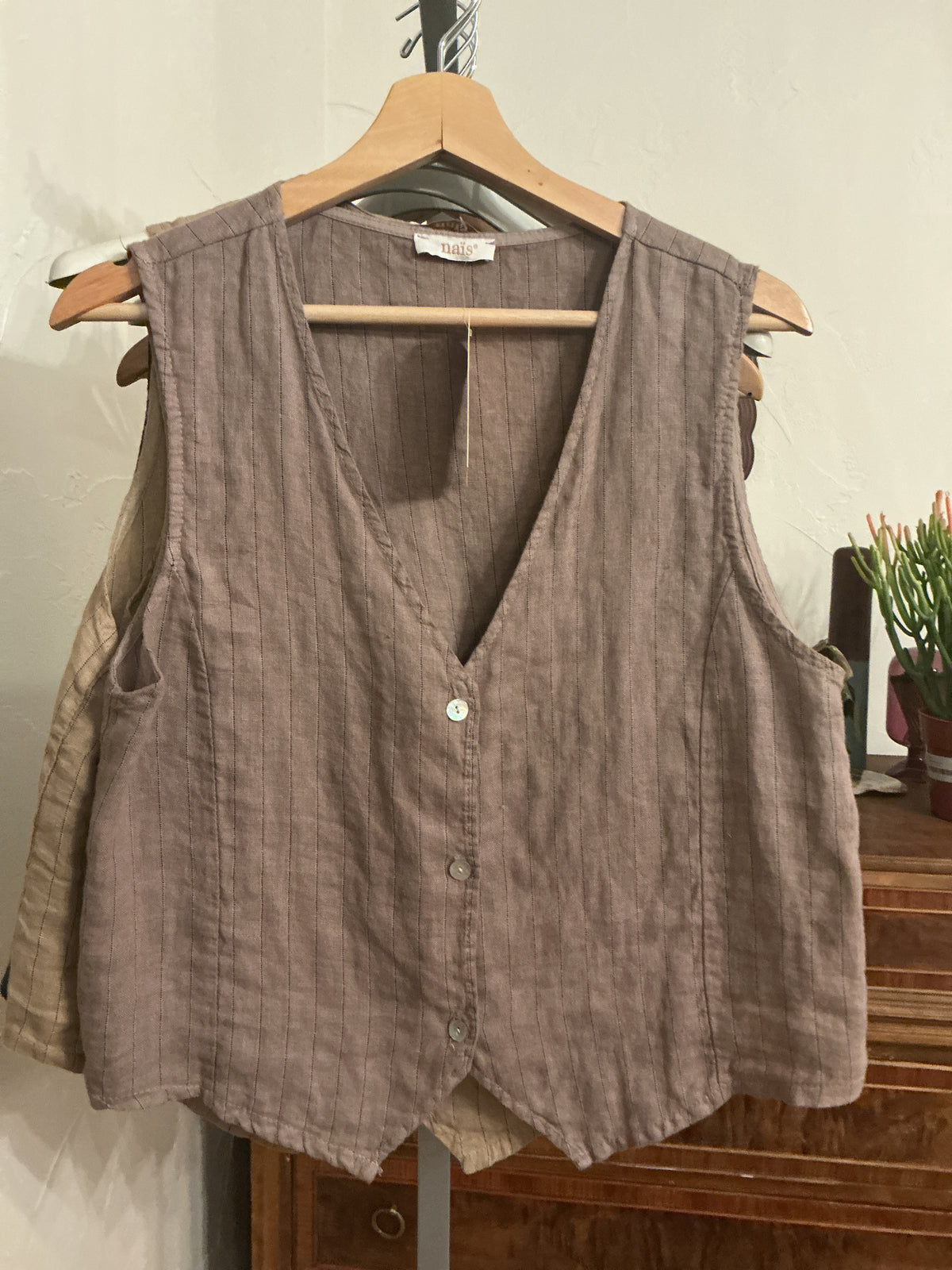 Camille striped linen vest