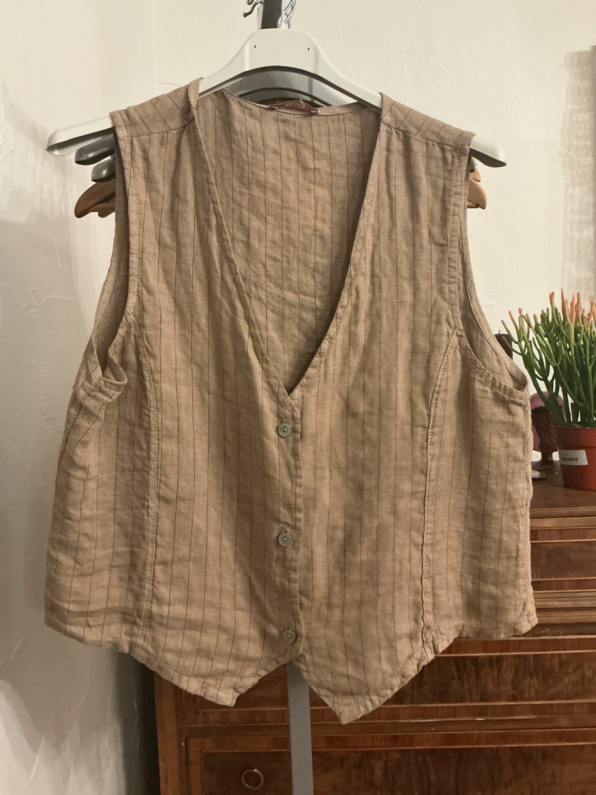 Camille striped linen vest