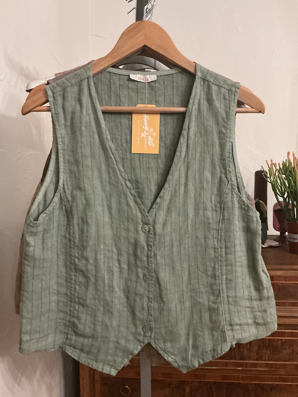 Camille striped linen vest